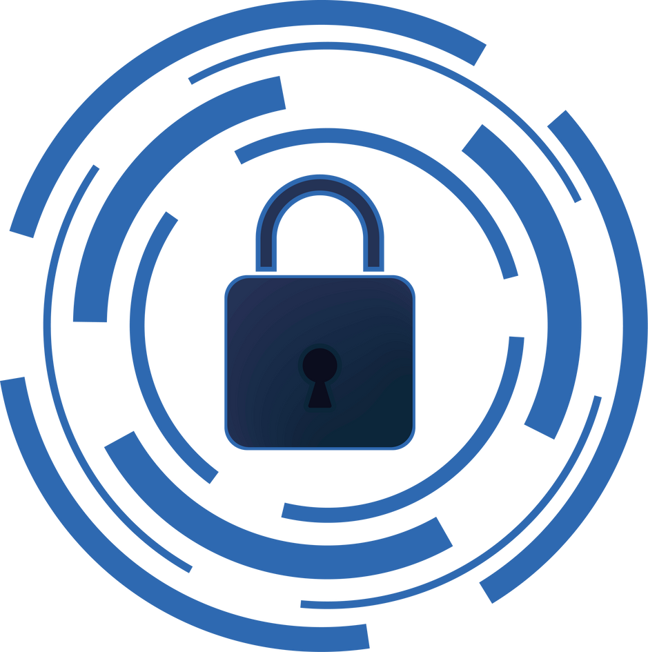 circular frame with padlock