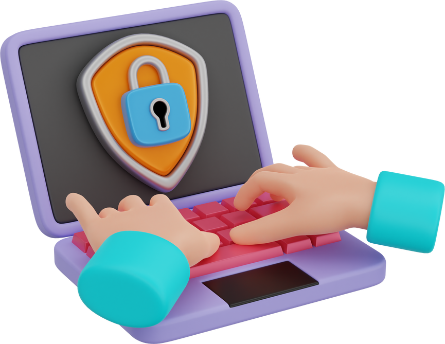3D With Cybersecurity Hand Icon