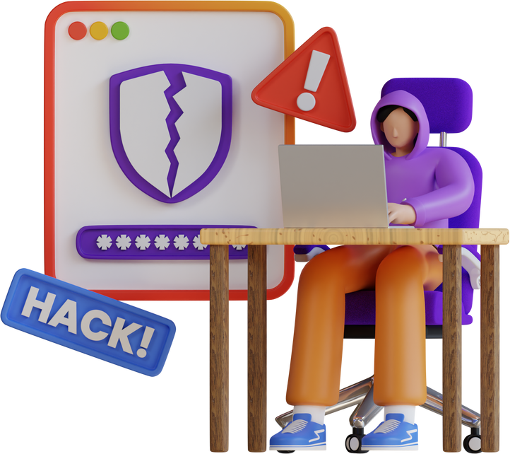 Password Hacking 3D Illustration