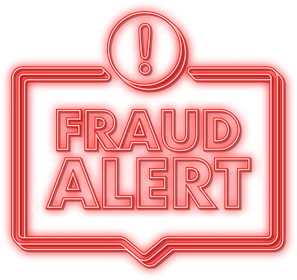 Fraud alert. Neon icon. Security Audit, Virus Scanning, Clea